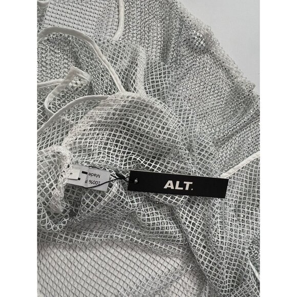 ALT Swim Swim Cover-Up Mesh Tank Dress in Silver - Picture 3 of 3